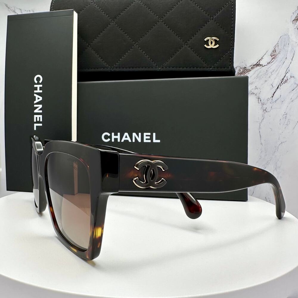 New CHANEL Sunglasses Brown Butterfly Gold Polarized Brown Lens - Picture 4 of 16
